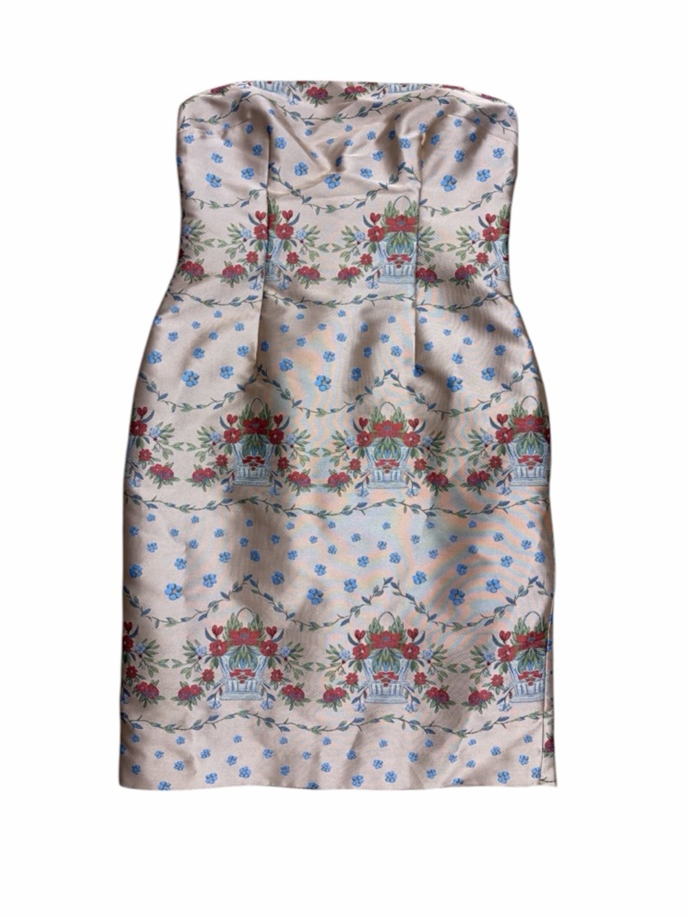 Vintage Cynthia Rowley Strapless Floral Blush Pink Lined Dress - Size 12